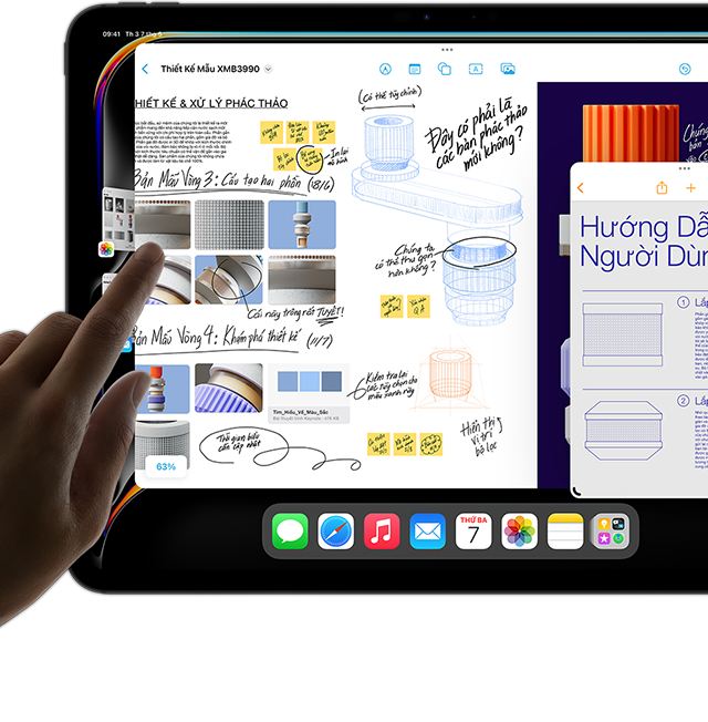 Chế độ xem đa nhiệm của iPadOS trên iPad Pro hiển thị nhiều ứng dụng chạy đồng thời.