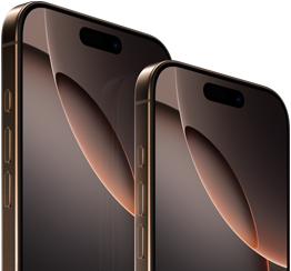 iPhone 16 Pro Max 6,9 inch và iPhone 16 Pro 6,3 inch, vỏ ngoài mặt trước, nút Tác Vụ, nút âm lượng, Dynamic Island ở giữa gần phía trên cùng của màn hình
